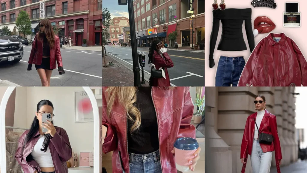 15+ Cool Red Leather Jacket Outfit Ideas You Need to Try