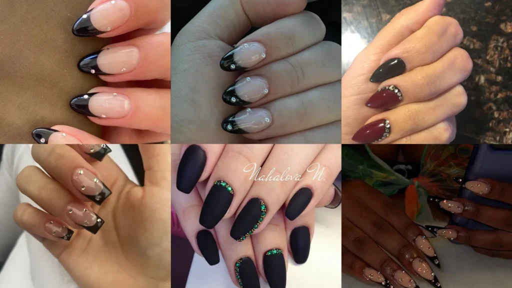 20 Black Nails With Gems and More Sparkly Manicure Ideas