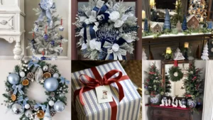 20 Blue and White Christmas Decor Ideas With Bows, Trees and Pretty Details
