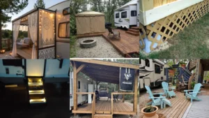20 Camper Deck Ideas With Cute Seating, Lights and Covered Spaces