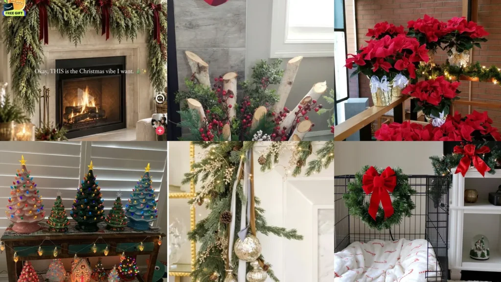 20 Christmas Mantel and Hearth Decor Ideas With Greenery, Bows and Sparkle