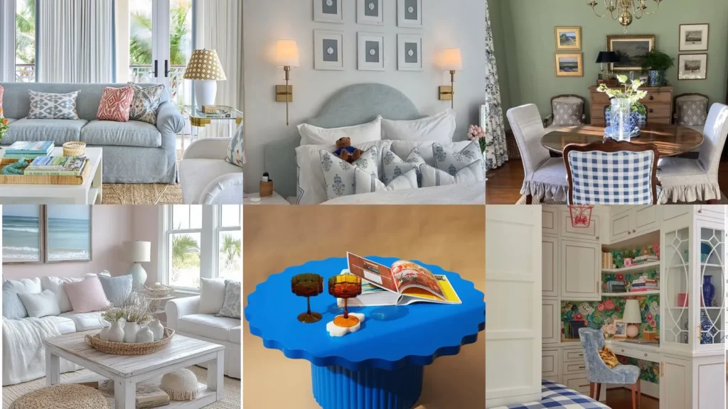 20 Coastal Preppy Apartment Decor Ideas With Stripes, Shells and Pretty Blues