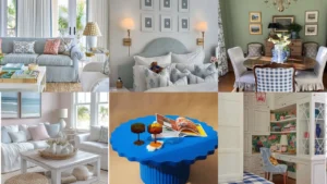 20 Coastal Preppy Apartment Decor Ideas With Stripes, Shells and Pretty Blues