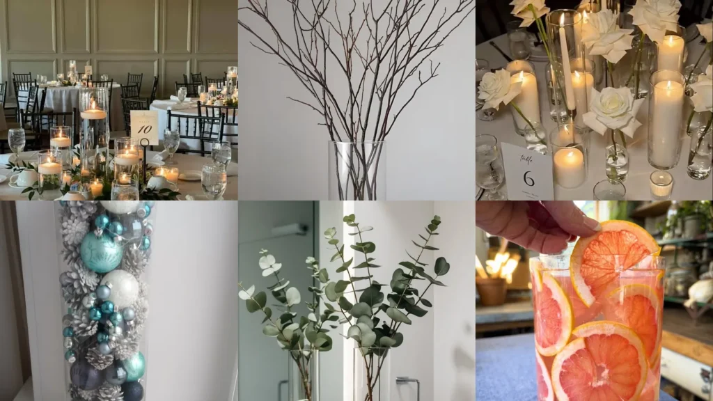20 Cylinder Vase Decor Ideas With Flowers, Candles and Seasonal Details