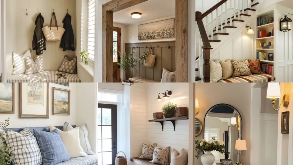 20 Entryway Nook Decor Ideas With Pretty Benches, Mirrors and Shelves