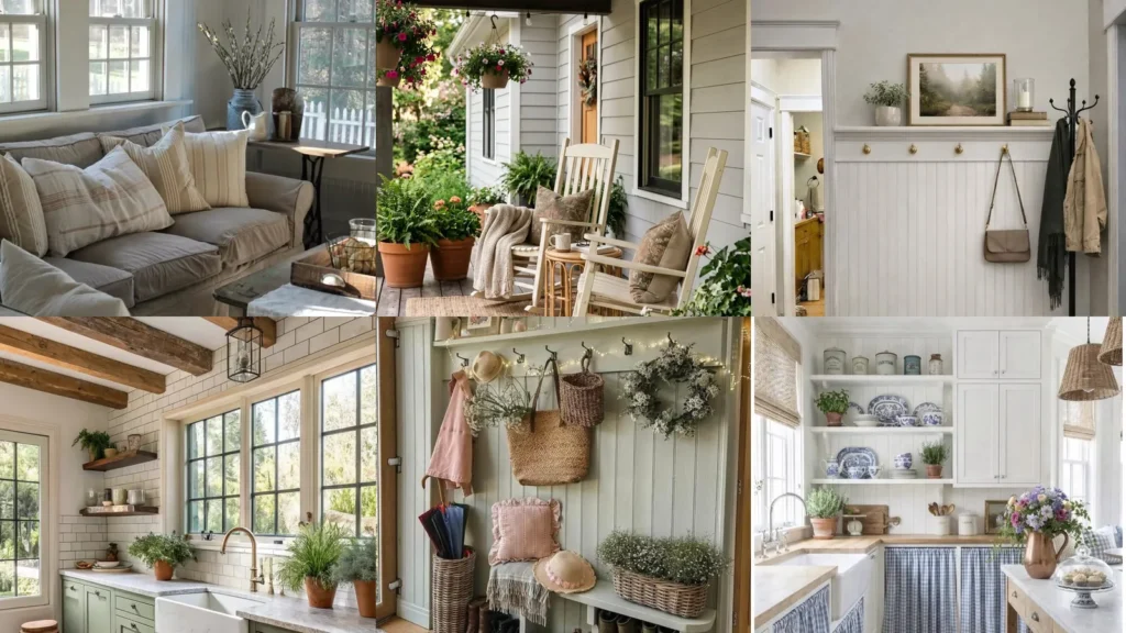 20 Farmhouse Cottage Decor Ideas With Florals, Gingham and Pretty Details