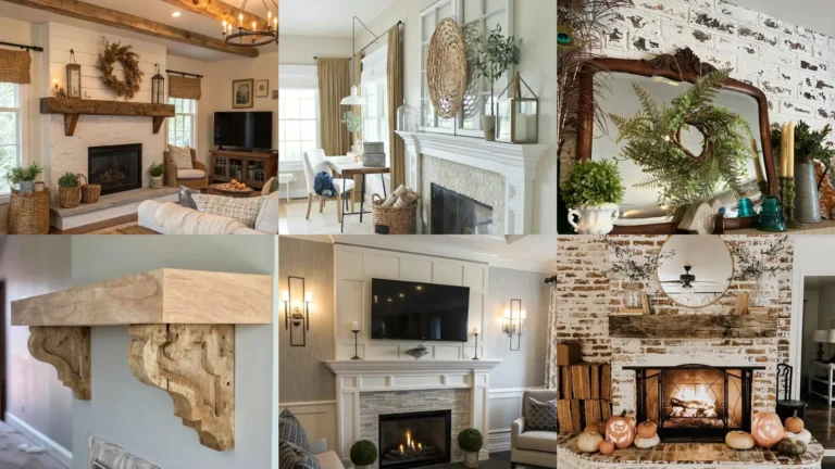 20 Farmhouse Fireplace Decor Ideas With Wreaths, Mirrors and Seasonal Touches