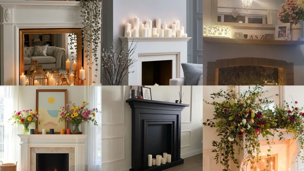 20 Fireplace Candle Decor Ideas With Lanterns, Flowers and Pretty Details