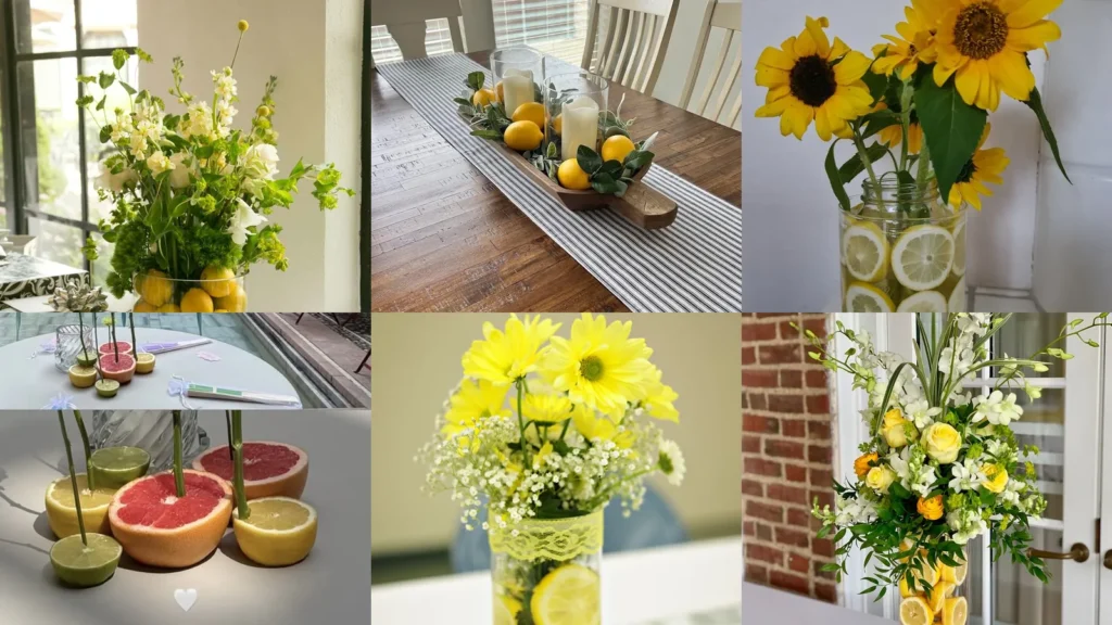 20 Lemon Vase Decor Ideas With Flowers, Branches and Bright Citrus