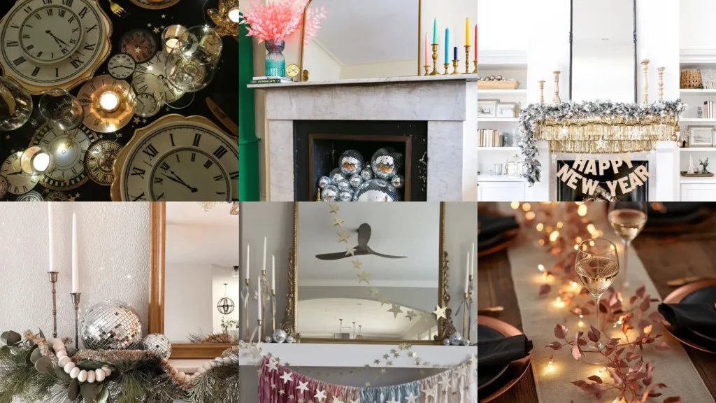 20 New Years Mantel Decor Photos With Stars, Sparkle and Party Details