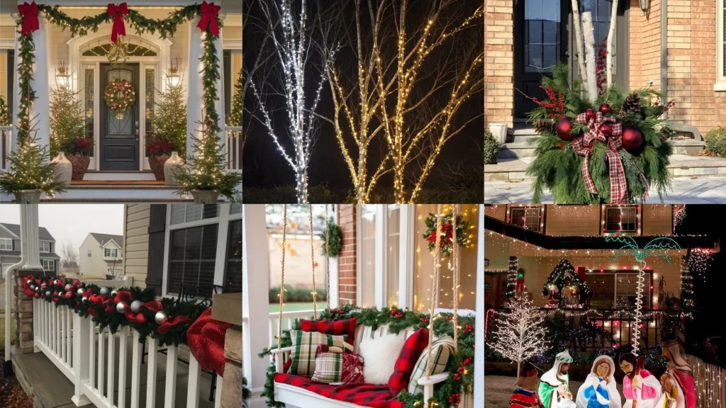 20 Outdoor Holiday Decor Ideas With Lights, Bows and Greenery