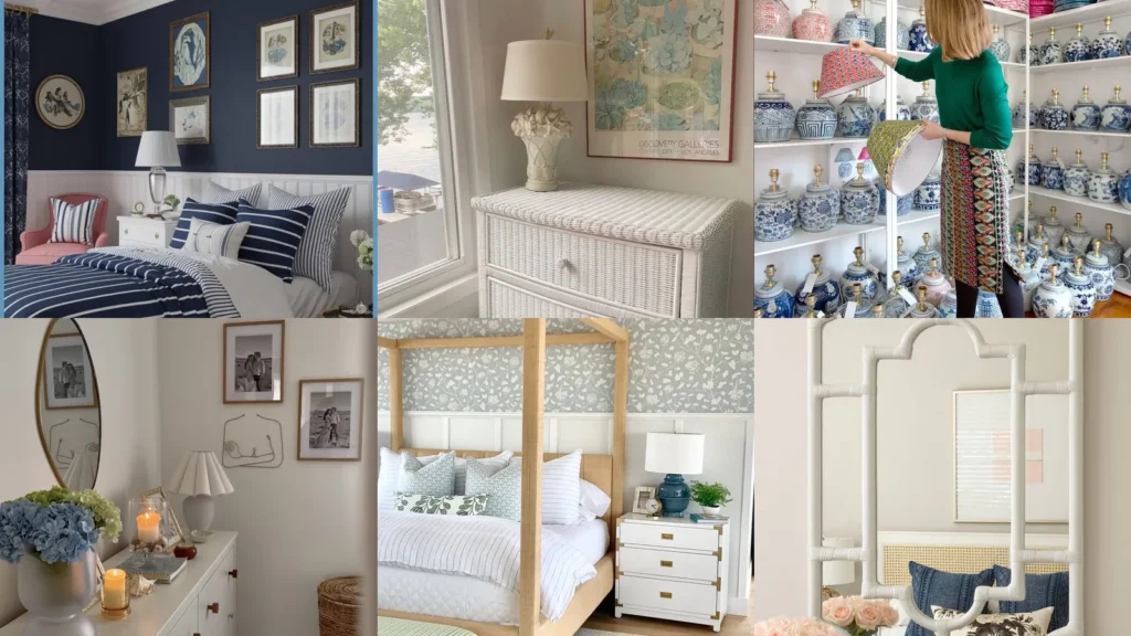 20 Preppy Coastal Bedroom Decor Ideas With Stripes, Shells and Pretty Blues