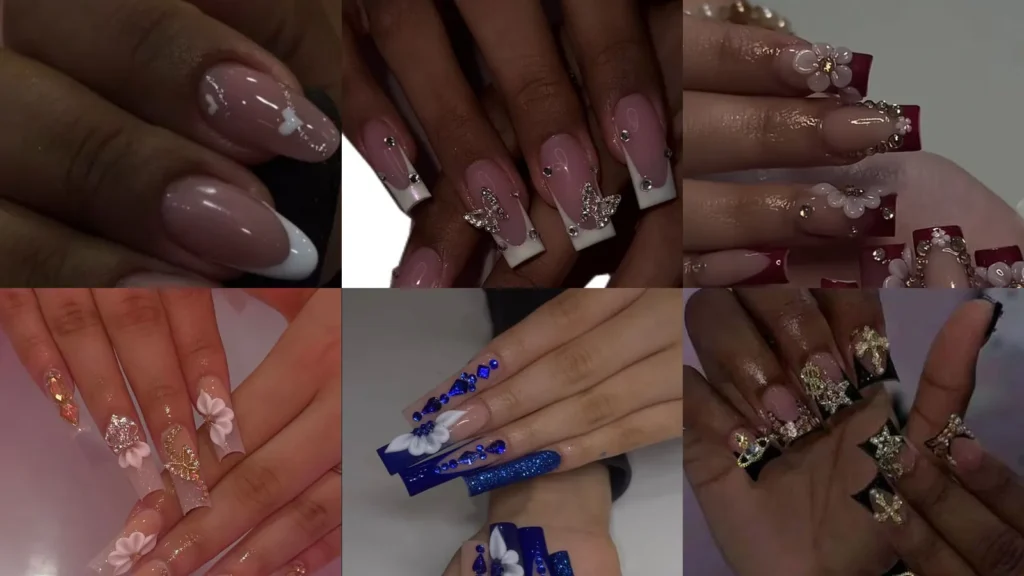 20 Quinceanera Nails With Flowers, Sparkle and Pretty French Tips