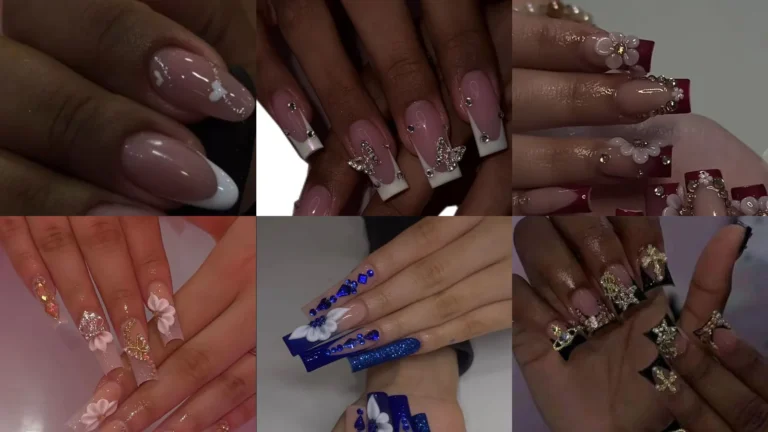 20 Quinceanera Nails With Flowers, Sparkle and Pretty French Tips