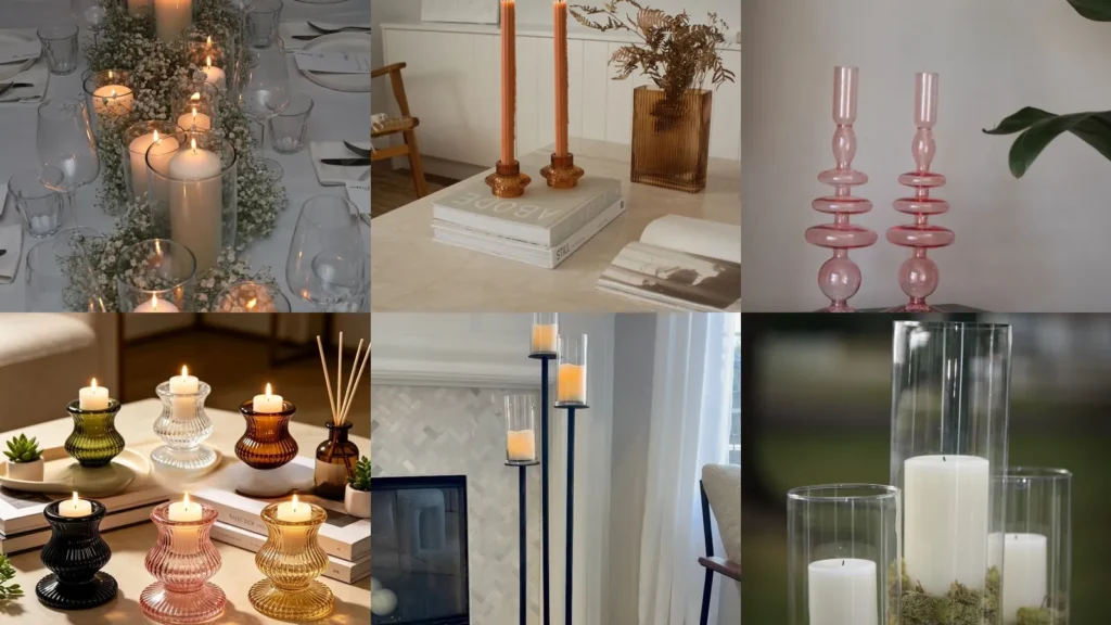 20 Tall Glass Candle Holders Decor Ideas and Pretty Candle Displays
