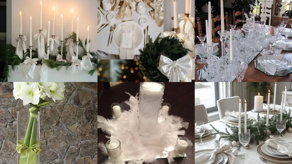 20 White Christmas Table Setting Ideas With Bows, Greenery and Candlelight