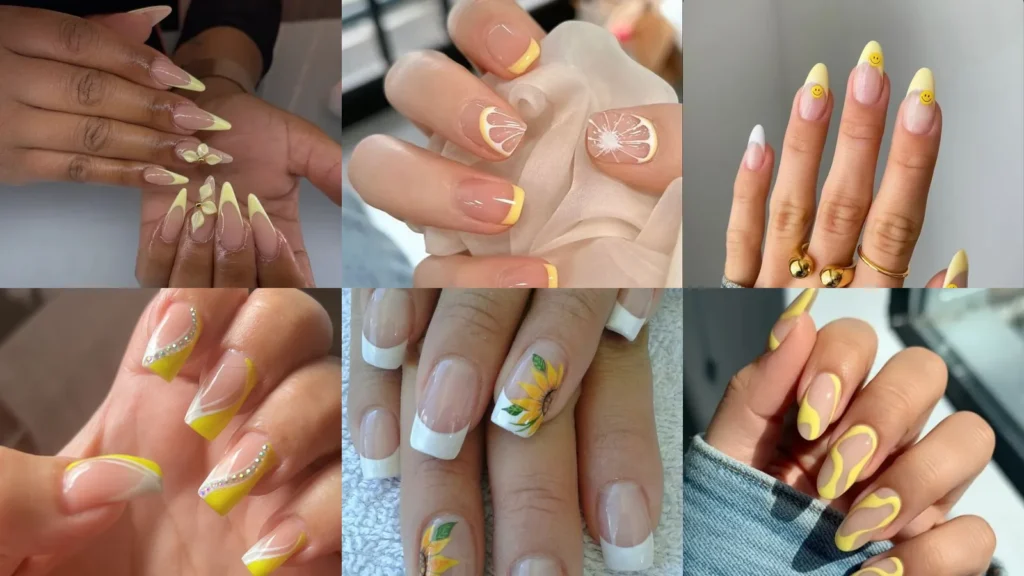 20 Yellow and White French Tip Nails and Pretty Yellow Nail Ideas